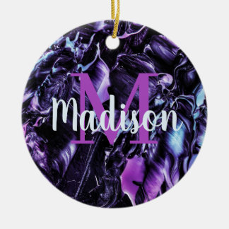 Purple Custom Marble Name Gift Personalised Ceramic Tree Decoration