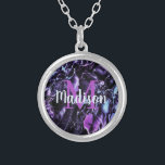 Purple Custom Marble Name Gift Personalised Silver Plated Necklace<br><div class="desc">Luxurious Trendy Catchy Design that will impress you and the people around you. Also, you can add your touch to customise and personalise the design in your way to make It special. your gift will look so special and so different and all that without sacrificing the luxuriousness and the chic...</div>
