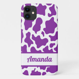 Purple Custom Name Cow Print Pattern Case-Mate iPhone Case