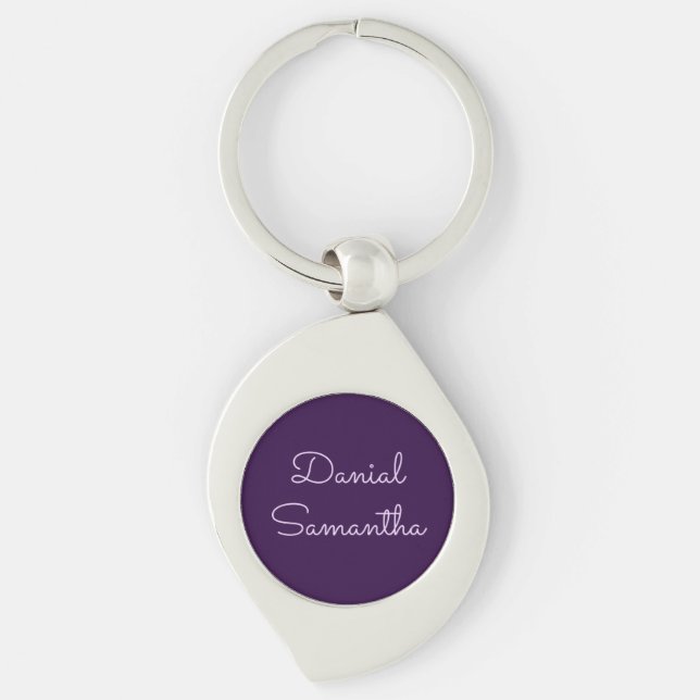 Purple custom name personalised key ring (Front)