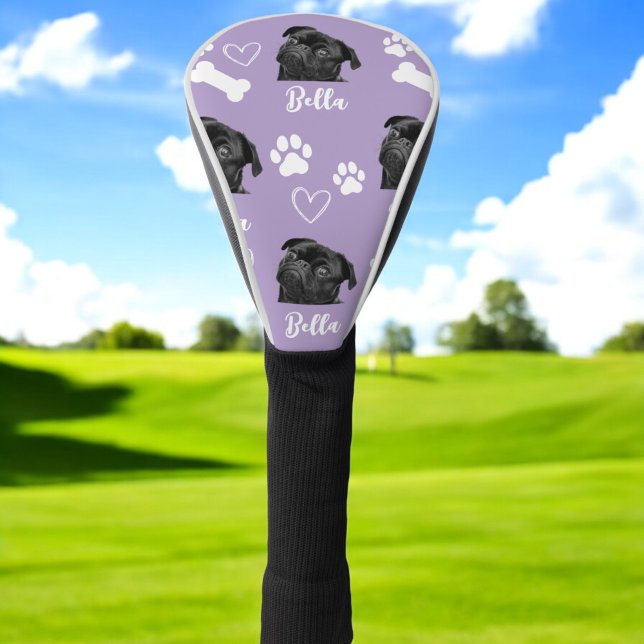 Purple Custom Pet Dog Photo Personalised Golf Head Cover (Creator Uploaded)