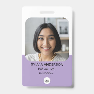 Purple Custom Photo Employee ID Logo QR Code Badge