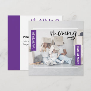 Purple Custom Photo Moving Announcement Card