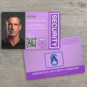 Purple Custom Security Guard Photo Badge ID Badge