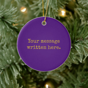 Purple Custom Your Text Here Personalised Quote Ceramic Tree Decoration