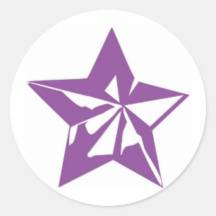 Purple Cut Out Star Classic Round Sticker