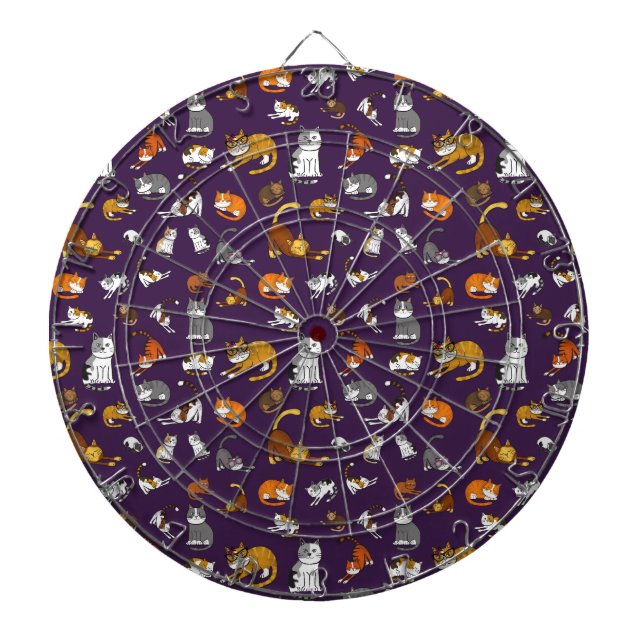 purple cute cat pattern design for cat lovers- dartboard (Front)