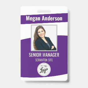 Purple Cute Employee Photo ID Badge