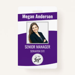 Purple Cute Employee Photo ID Badge