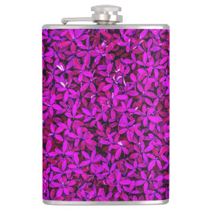 purple Cute Flowers Hip Flask