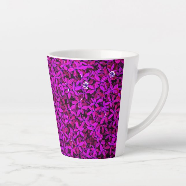 purple Cute Flowers Latte Mug (Right)