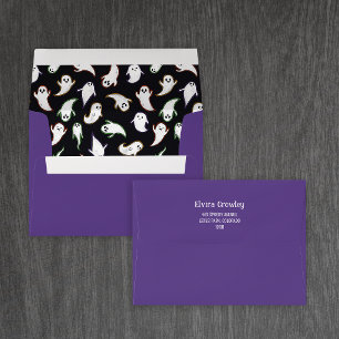 Purple Cute Ghosts Liner Halloween Envelope