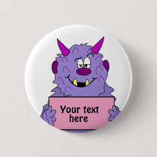 Purple Cute Monster Customisable Template 6 Cm Round Badge