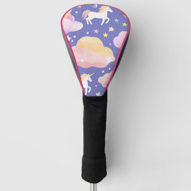 Purple Cute Rainbow unicorn birthday girls  kids Golf Head Cover (Front)