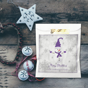 Purple Cute Snowman Favour Bag