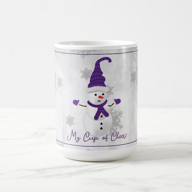 Purple Cute Snowman Holiday Mug (Center)