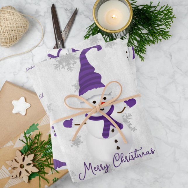 Purple Cute Snowman Wrapping Paper Sheets (Purple Cute Snowman Wrapping Paper Sheets)