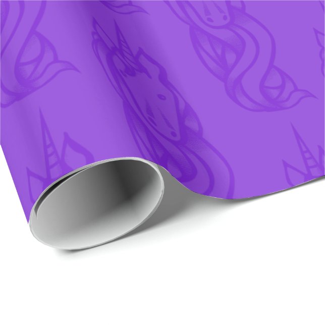 Purple Cute Unicorn Pattern Magical Wrapping Paper (Roll Corner)