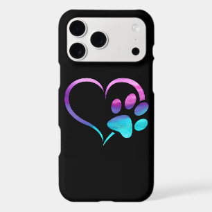 Purple Cyan Dog paw Print Heart