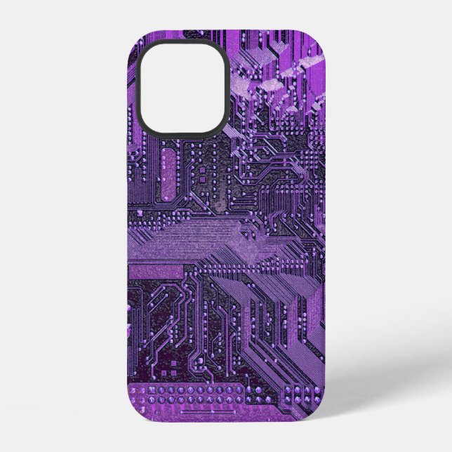 Purple Cyber Circuit Board Tech Art Electronics iPhone Case (Back)