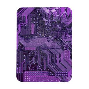 Purple Cyber Circuit Board Tech Art Electronics Magnet