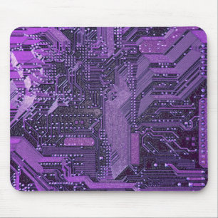 Purple Cyber Circuit Board Tech Art Electronics Mouse Pad