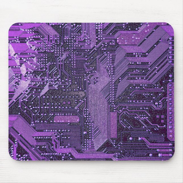 Purple Cyber Circuit Board Tech Art Electronics Mouse Pad (Front)