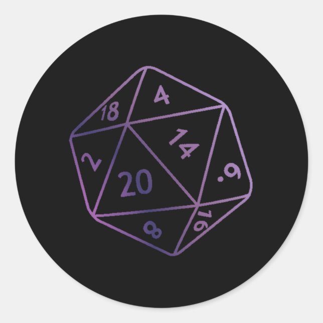 Purple D20 Classic Round Sticker (Front)