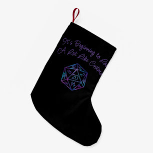 Purple D20 Critmas   RPG Tabletop Role Player Dice Small Christmas Stocking