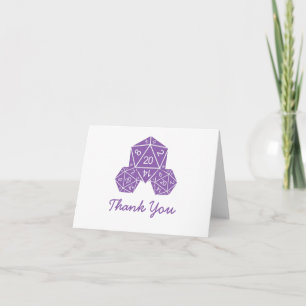 Purple D20 Dice Thank You Card