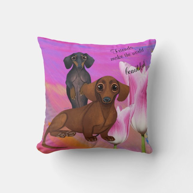 Purple Dachshund Friend Pillow (Front)