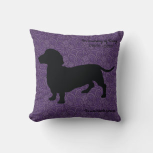 Purple Dachshund In Memory Of Pillow