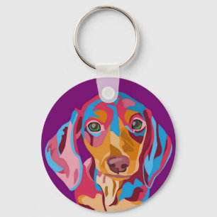 Purple Dachshund Key Ring