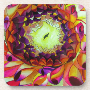 Purple Dahlia abstract original flower art Coaster