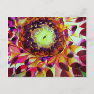 Purple Dahlia abstract original flower art Postcard