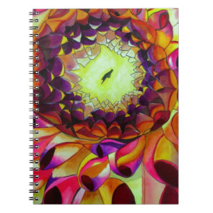 Purple Dahlia abstract original flower art Spiral Notebook