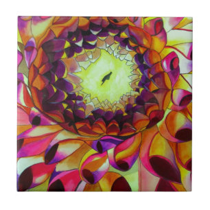 Purple Dahlia abstract original flower art Tile