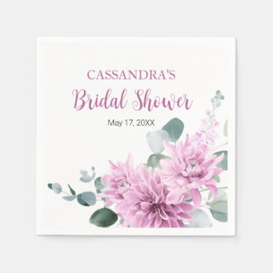 Purple Dahlia Eucalyptus Greenery Bridal Shower Napkin