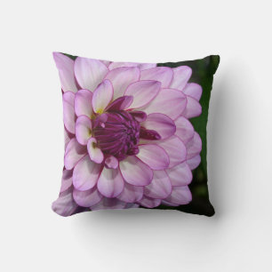 Purple dahlia flower blossoms throw pillow