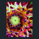 Purple Dahlia flower watercolour pop art painting Poster<br><div class="desc">with original,  unique art design from watercolour floral painting of close up,  macro dahlia flower in exquisite almost 3D detail. This design is brightly coloured with purple,  hot pink and yellow shades for lovers of botanical art or for lovers of bright,  intense colours.</div>
