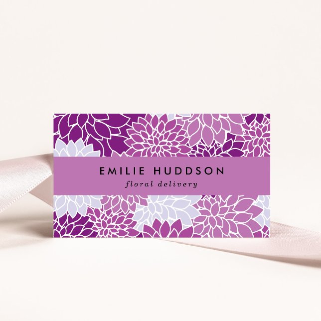 Purple Dahlia Flowers, Floristry, Flower Shop Business Card (Creator Uploaded)
