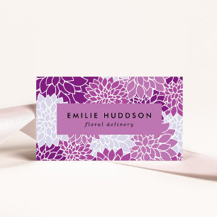 Purple Dahlia Flowers, Floristry, Flower Shop Business Card