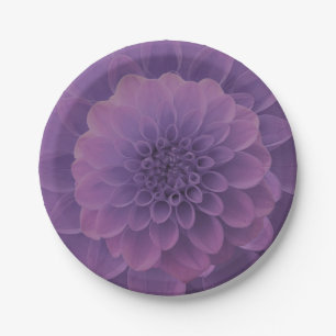 Purple Dahlia Paper Plate