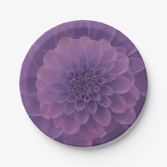 Purple Dahlia Paper Plate (Front)