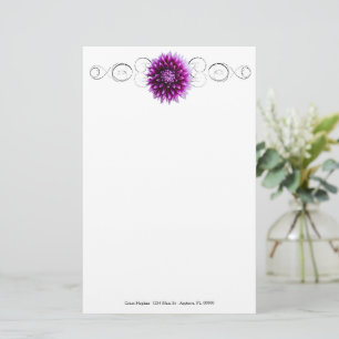 Purple Dahlia Personalised Stationery