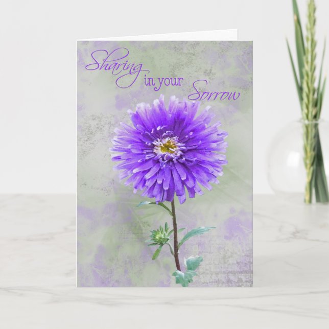 Purple Dahlia Sympathy Card (Front)