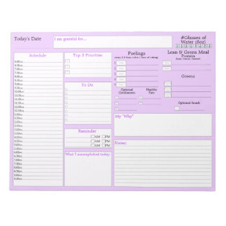 Purple | Daily Planner | 5 and 1 Food Journal Notepad
