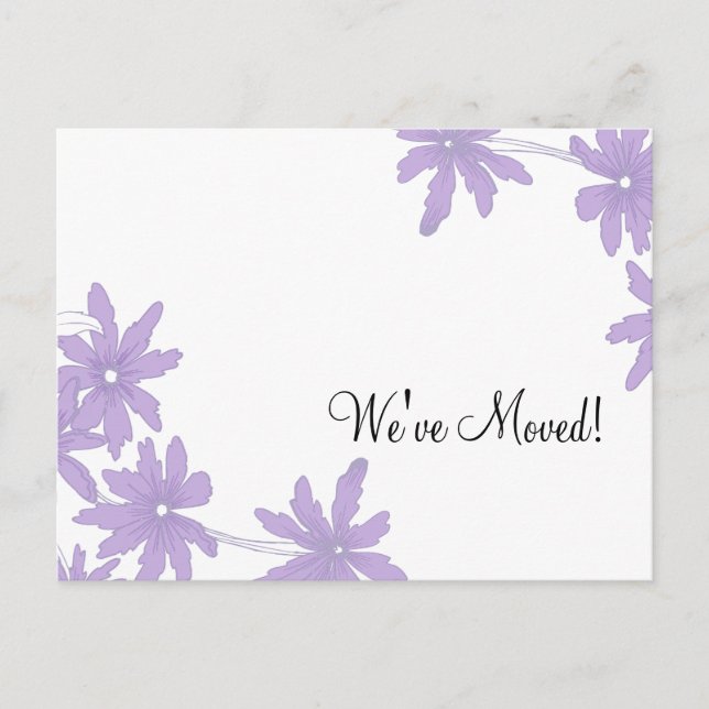 Purple Daisies Change of Address Announcement Postcard (Front)