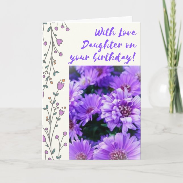 Purple Daisies Daughter Birthday Card (Front)