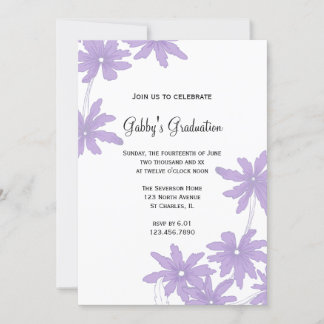 Purple Daisies Graduation Party Invitation